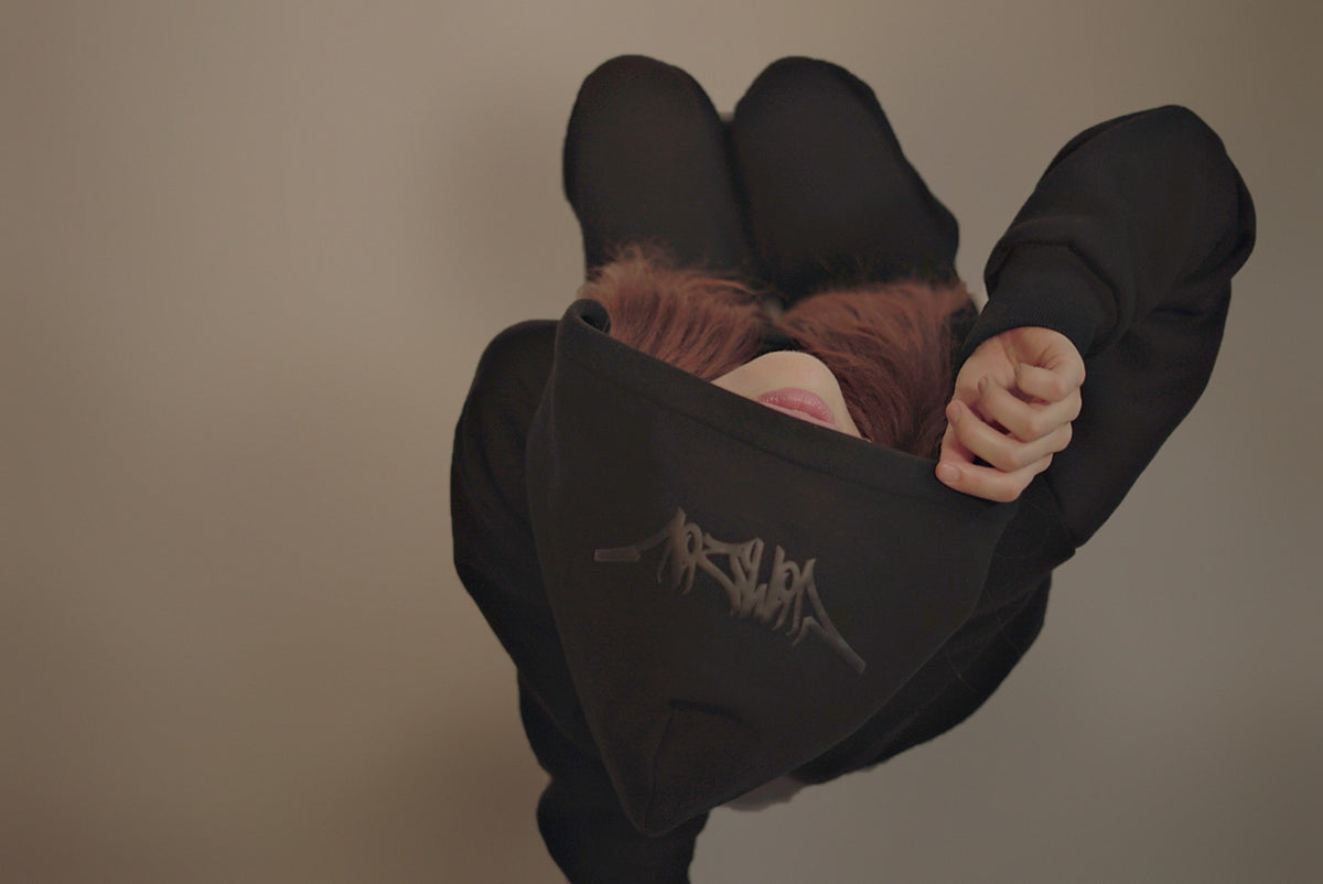 Vandals hoodie worn, seen from above